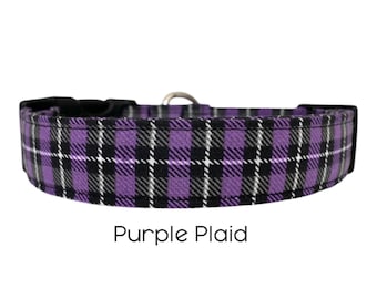 Collare per cani a quadri viola / Collare per cani a quadri viola e neri / Collare per le feste / Regalo per gli amanti dei cani