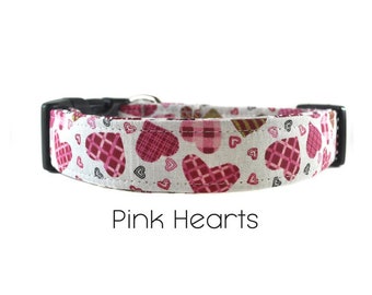 Rosa Herzen Hundehalsband / Valentines Hundehalsband / Hundehalsband / Urlaubshalsband / Geschenk für Hundeliebhaber