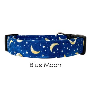 La luna azul / collar de perro celestial azul marino y amarillo / regalo para los amantes de los perros