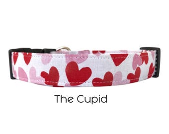 The Cupid Hundehalsband / Rotes und rosa Herz Valentinstagshalsband / Saisonales Hundehalsband / Weihnachtshalsband / Geschenk für Hundeliebhaber