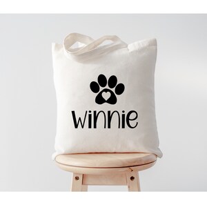 Bolsa de mano personalizada con nombre de perro, bolsa de guardería para perros, regalo para amantes de los perros, bolsa de viaje, regalo para mamá de perro, bolsa de suministro para mascotas, bolsa de lona de algodón, bolsa de mano