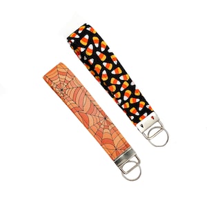 Halloween Key Fob / Gift for Her / Wristlet Lanyard / Lightweight Fabric Keychain