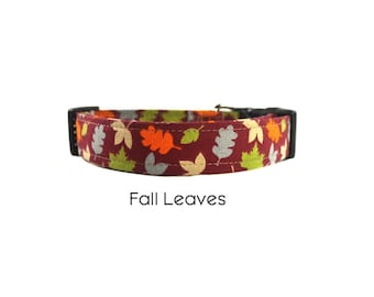 Brown Fall Leaves Dog Collar / Fall Dog Collar / Gift for Dog Lovers