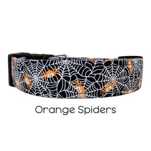 Orange Spiders Halloween Dog Collar / Spooky Spider Web Dog Collar / Holiday Collar / Gift for Dog Lovers
