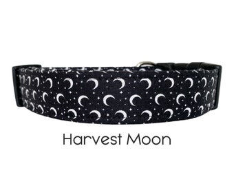 Harvest Moon Halloween Dog Collar / Black and White Dog Collar / Holiday Collar / Gift for Dog Lovers