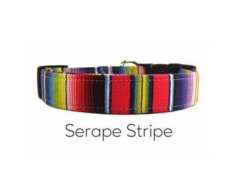 Kleurrijke regenbooggestreepte hondenhalsband - The Serape Stripe