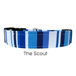 The Scout Dog Collar / Blue Stripe Collar / Male Dog Collar / Gift for Dog Lovers