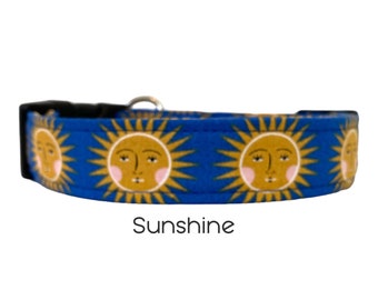 The Sunshine / Yellow and Navy Sunshine Dog Collar / Summer Collar / Gift for Dog Lovers