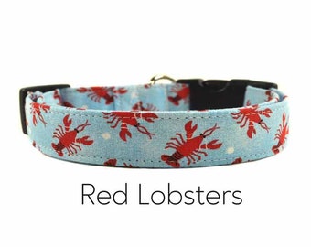 Red Lobster Dog Collar, Ocean Inspired Collar, Sea Life, Gift for Dog Lovers