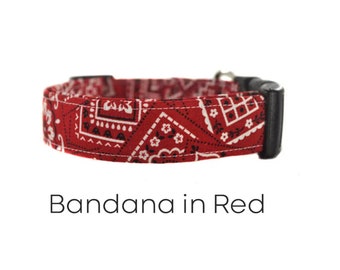 Red and White Bandana Dog Collar