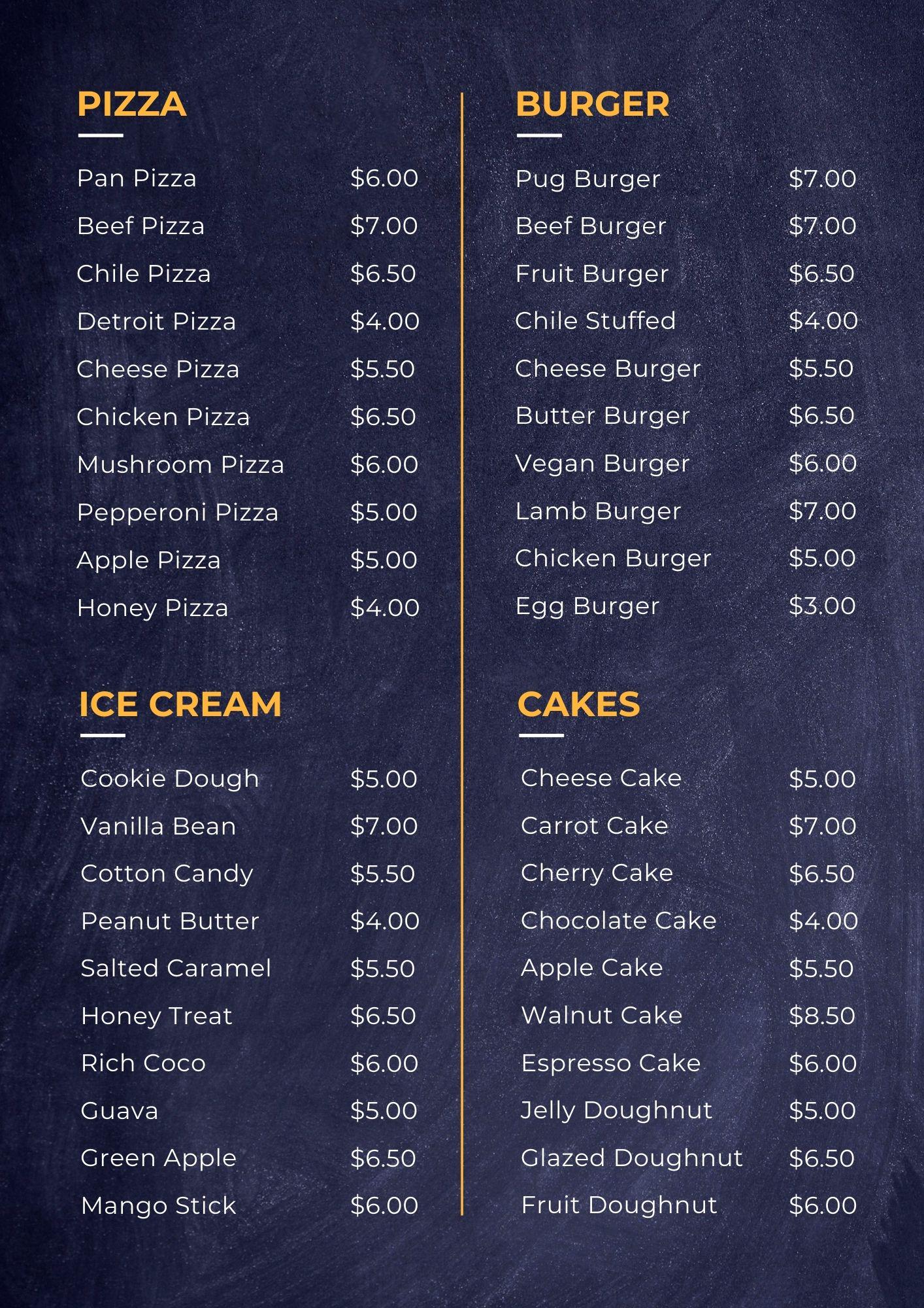 Fancy Menu Template - Etsy