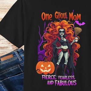 T-shirt pour maman de la saison effrayante : t-shirt d&#39;Halloween teint en pièce, maman d&#39;Halloween