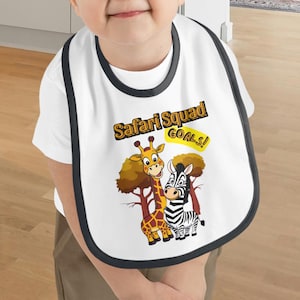 Safari Baby Bib: Giraffe & Zebra Design - 100% Cotton