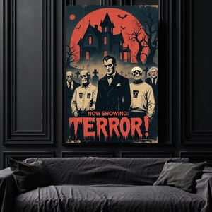 不気味なホラー映画ポスター：ヴィンテージハロウィーン恐怖夜の装飾