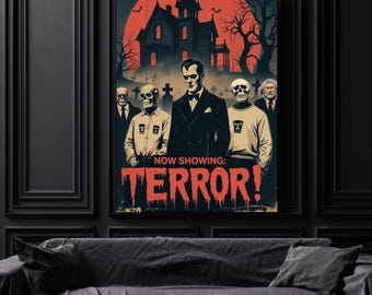 Gruseliges Horrorfilm Poster: Vintage Halloween Fright Night Dekoration