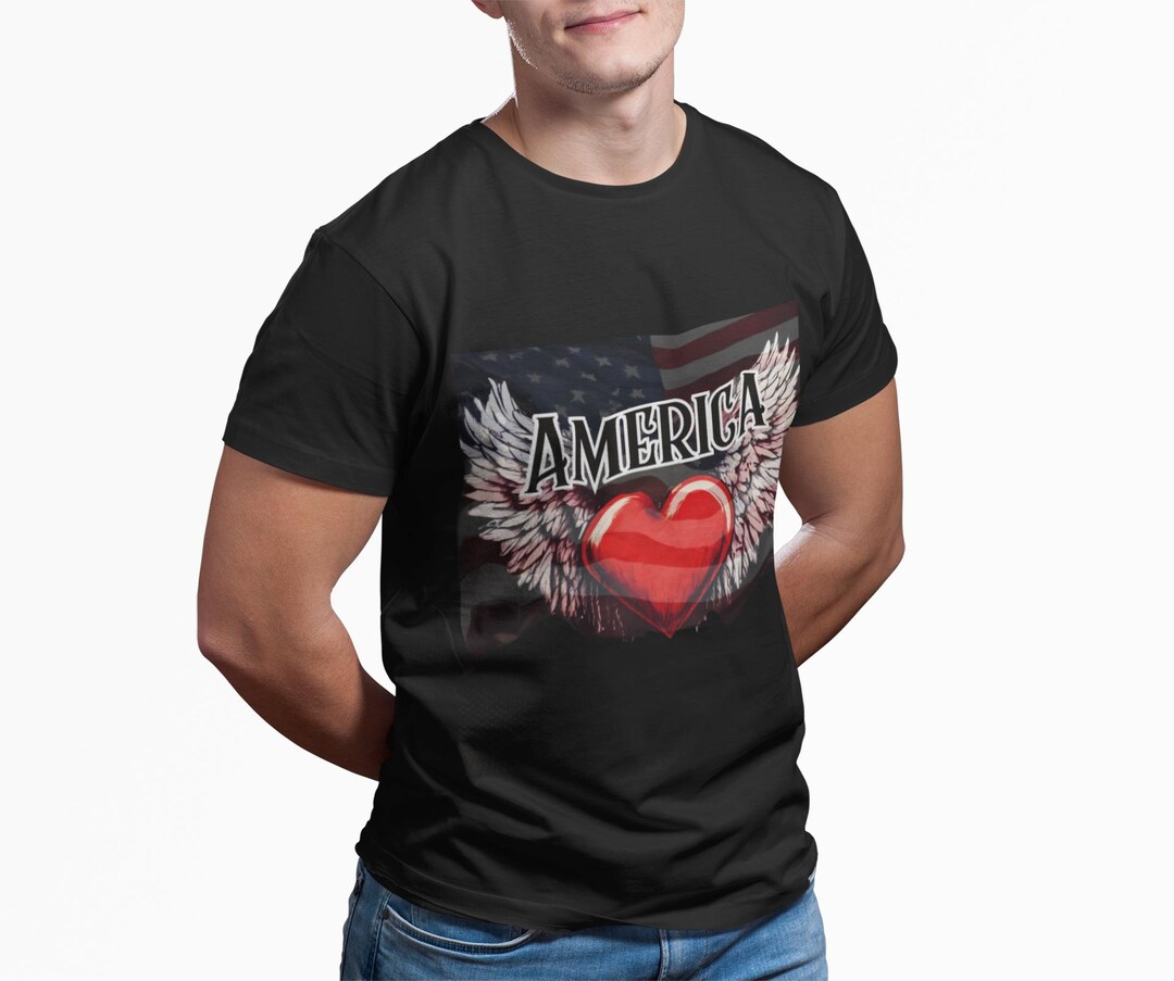 American Flag Patriotic Eagle T-shirt, US Mens Freedom Tee, Cotton Crew ...