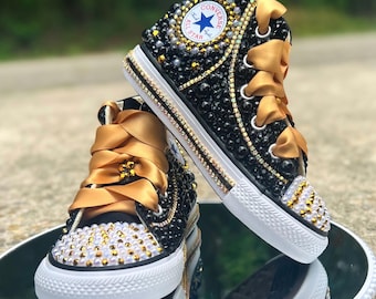 Adult K-Pop Singer Rhinestone Pearl Bling Converse Shoes