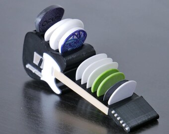 Telecaster Guitar Shaped Guitar Pick Holder - Black and White