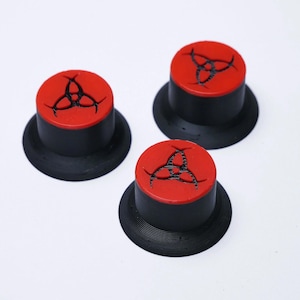 Gałki do gitary Opus Top Hat – czerwono-czerwone i czarne rogi Odyna