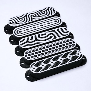 Custom Single Coil Strat Pickup Covers (No Holes) Set of 3 - Black/ White