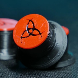 Opus Top Hat Guitar Knobs - Crimson Red and Black Odin&#39;s Horns