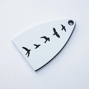 Custom PRS SE Truss Rod Cover – Birds in Flight (White & Black)
