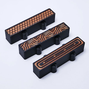 Custom 4-Saiter Jazz Bass Tonabnehmer Cover (ohne Löcher) 2er-Set - Schwarz & Kupfer