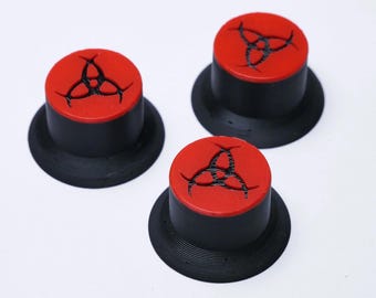 Opus Top Hat-gitaarknoppen - karmozijnrode en zwarte Odin's hoorns