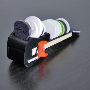 Telecaster Guitar Shaped Guitar Pick Holder - Black and Red