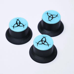 Opus Top Hat Guitar Knobs - Sky Blue and Black Odin's Horns