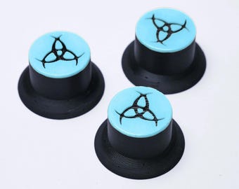 Opus Top Hat Gitarrenknöpfe - Himmelblau und schwarze Odins Hörner