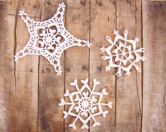 Christmas Ornaments Handmade, Christmas Decorations, Snowflake Ornament, Christmas Ornaments Personalized- set of 3