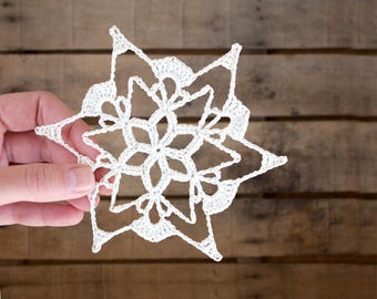 Rustic Snowflake. Crochet Snowflake. Rustic Christmas Tree Ornaments