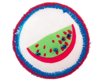 Watermelon Handmade Vegan Fruit Brooch. Unique Cute Food Pin. Textile Artisan Jewelry Statement Eco Friendly Cotton Gift