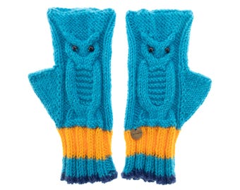 Owl Gloves & Mittens for Ladies, Warm Fingerless Mitten Gloves for Winter and Spring, The Warmest Cashmere Woollen Mittens for Adults