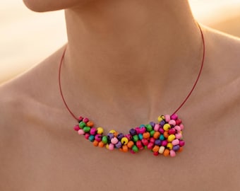 Unusual Necklace Colorful Jewelry, Wearable Art Beaded Necklace, Necklaces For Women