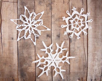 Christmas Ornaments Handmade, Snowflake Ornaments, Snowflake Decoration, Set Of 3
