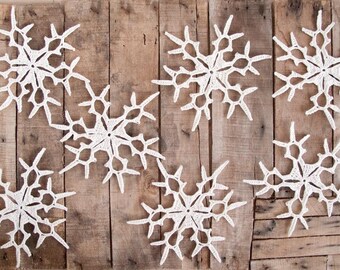 Handmade Crochet White Snowflake Ornament. Large Organic Cotton Christmas Decoration Boho Rustic Winter Snowflake Holiday Tree Hanging Decor