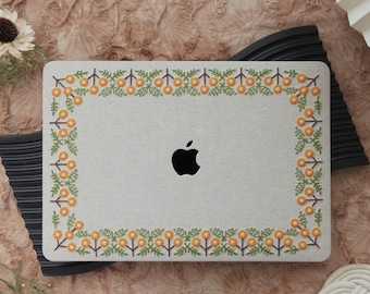 Broderad blommig gåva för MacBook-skal, handgjort blomfodral Neo 13 pro 13 14 16 air 13 air 15 M1 M2 M3 M4 M5 2020-2025 estetiskt fodral