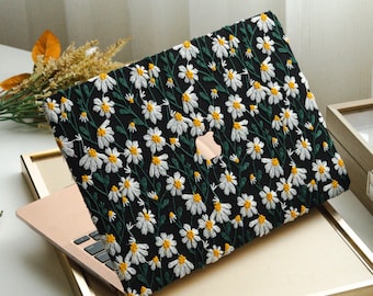 Broderad tusensköna för MacBook-skal, blommigt laptopskydd Macbook Neo 13-skal Pro 13 14 16 Air 13 Air15 Datorfodral M1 M2 M3 M4 M5