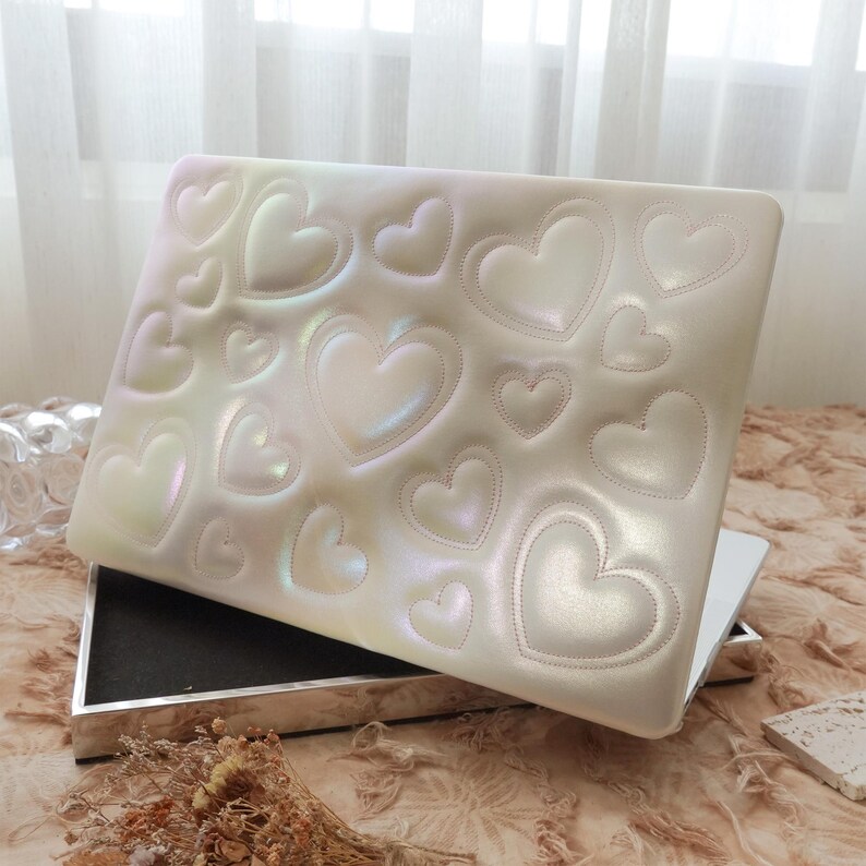 Embroidered Heart Color-changing leather for MacBook Case Air/Pro MacBook Neo 13 Case pro 13 14 16 air 13 air15 Computer case M1 M2 M3 M4 M5 image 7