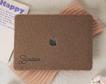 Brown Plush Custom Text For MacBook Case Customization Macbook  Air13.6  Air15 M2 M3 M4 2025 Macbook Pro14 Pro16 M5 Laptop Case Pro13 M1 M2