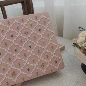 Pink Floral Embroidery Unique Handmade For MacBook Case Classical Beauty Cover Laptop Case Mac Air 13 Mac Pro 13 14 Inch Laptop M1 M2 M3 M4 image 6