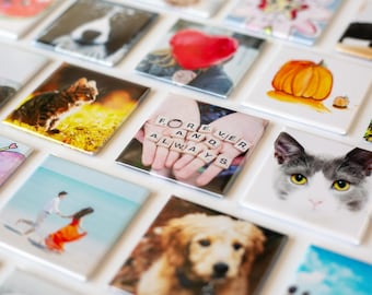 Custom Photo Magnets 2x2 - Turn Family, Pet & Wedding Memories into Fridge Keepsakes - Baby Shower Gift, Personalized Favor