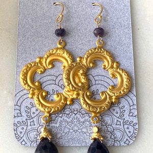 Sapphire gold filled earrings September Birthstone