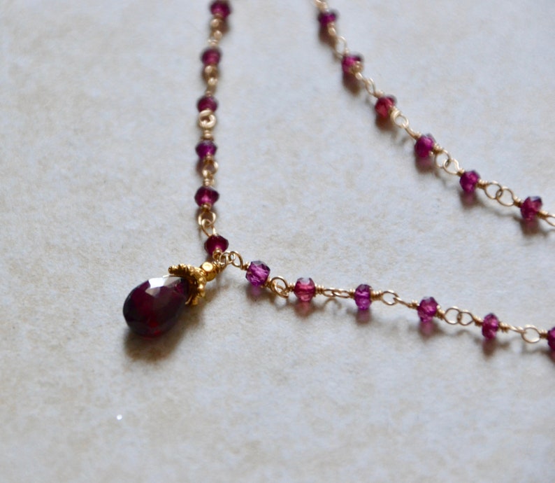 Gold Filled Double Strand Necklace January Birthstone Etsy