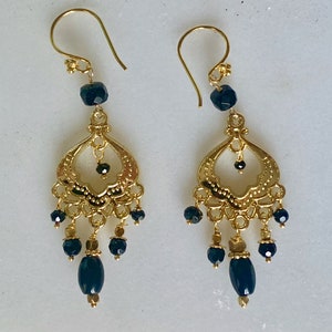 Black and Gold Chandelier Earrings
