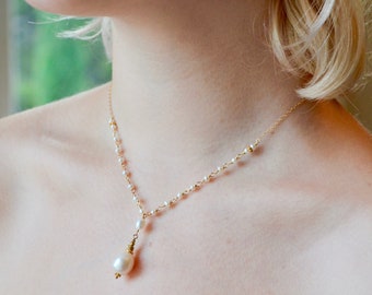 Gold Filled Fresh Water Pearl Necklace, June Birthstone Necklace, Pearl Wedding Necklace