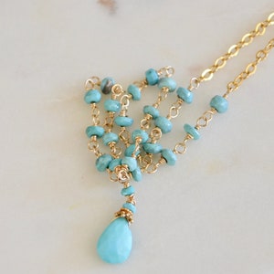 Sleeping Beauty Turquoise Long Necklace Gold Filled - Etsy