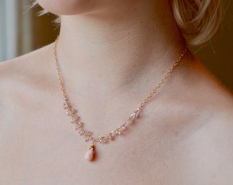 Pink Opal Gold Filled Necklace, October Birthstone